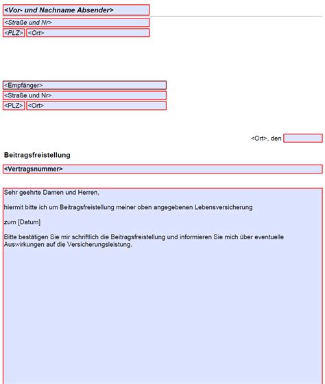 beitragsfrei lebensversicherung vordruck.